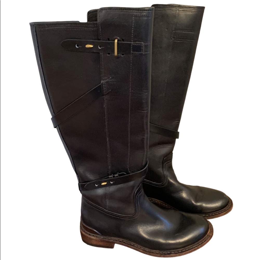 Rag and bone reed moto black leather riding boots size 8.5